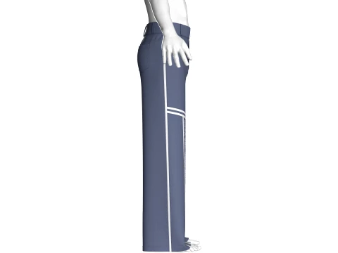Men Wide-Leg Letter Printed Striped Trousers 3D Model