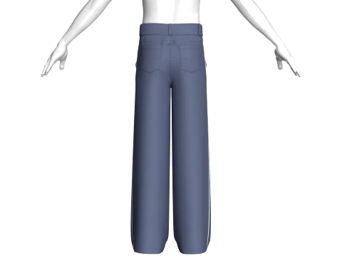 Men Wide-Leg Letter Printed Striped Trousers 3D Model