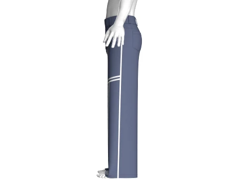 Men Wide-Leg Letter Printed Striped Trousers 3D Model