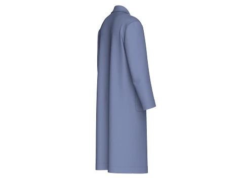 Men Double-Breasted Long Overcoat 3D Model