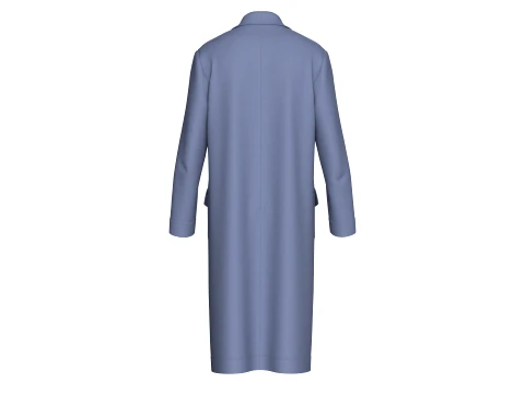 Men Double-Breasted Long Overcoat 3D Model