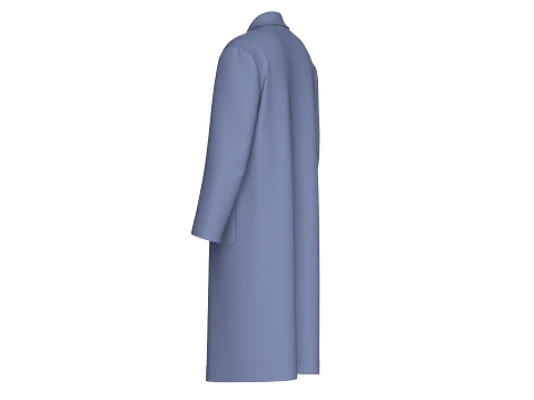 Men Double-Breasted Long Overcoat 3D Model