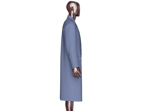 Men Double-Breasted Long Overcoat 3D Model