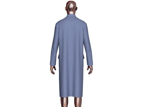 Men Double-Breasted Long Overcoat 3D Model