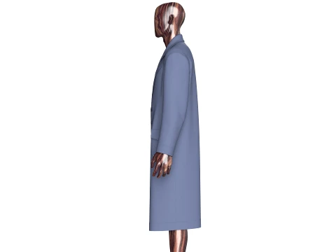Men Double-Breasted Long Overcoat 3D Model