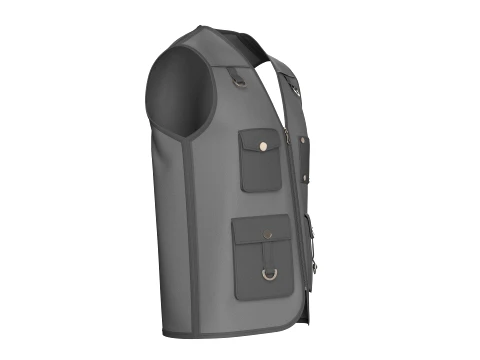 Men Tactical Multi Cargo Pocket Vest 3D Model