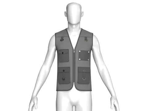 Men Tactical Multi Cargo Pocket Vest 3D Model
