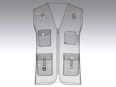 Men Tactical Multi Cargo Pocket Vest 3D Model