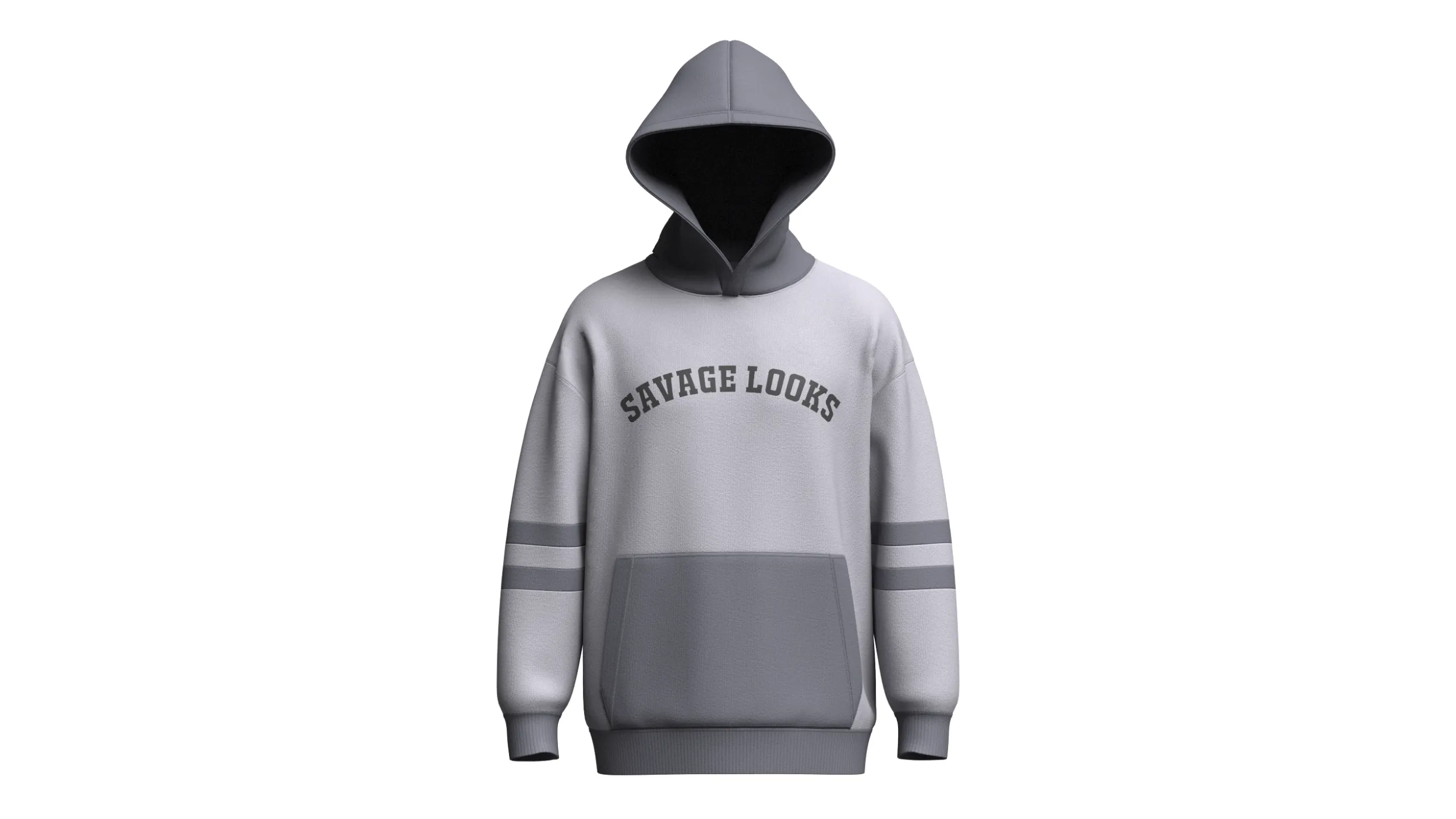 Men Two-Tone Letter Printed Pullover Hoodie 3D Model .c4d .max .obj .3ds .fbx .stl .blend 