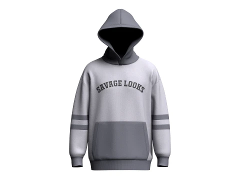 Men Two-Tone Letter Printed Pullover Hoodie 3D Model