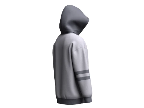 Men Two-Tone Letter Printed Pullover Hoodie 3D Model