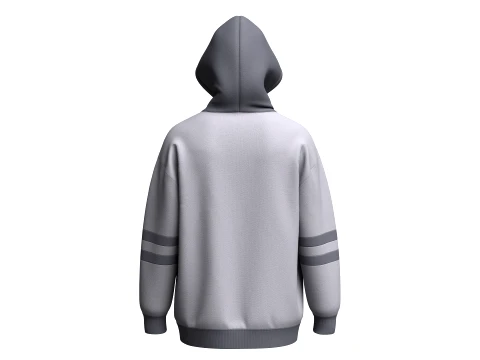 Men Two-Tone Letter Printed Pullover Hoodie 3D Model