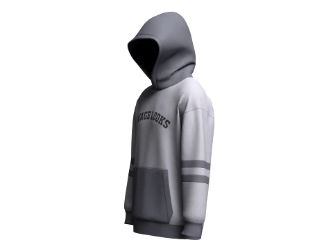 Men Two-Tone Letter Printed Pullover Hoodie 3D Model