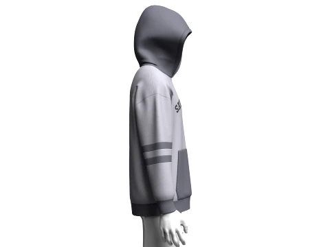 Men Two-Tone Letter Printed Pullover Hoodie 3D Model