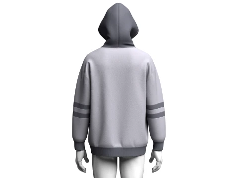 Men Two-Tone Letter Printed Pullover Hoodie 3D Model