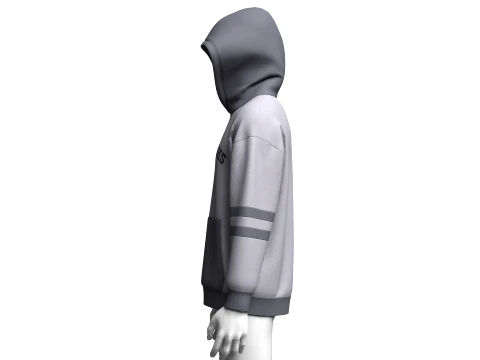 Men Two-Tone Letter Printed Pullover Hoodie 3D Model