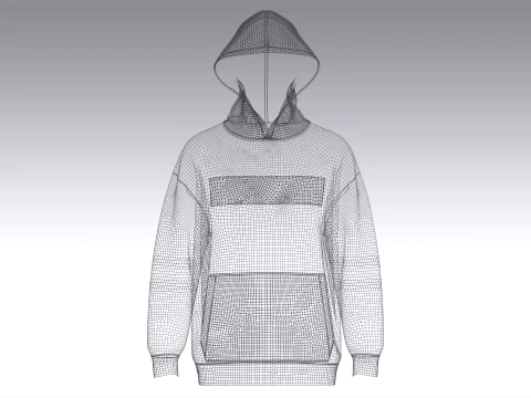 Men Two-Tone Letter Printed Pullover Hoodie 3D Model