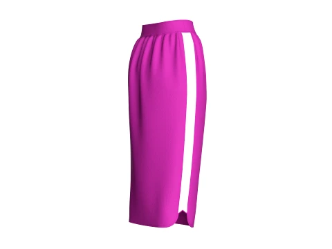 Girls Cargo Pocket Side-Striped Midi Skirt 3D Model