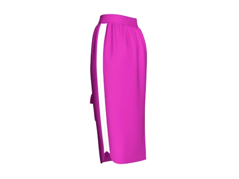 Girls Cargo Pocket Side-Striped Midi Skirt 3D Model