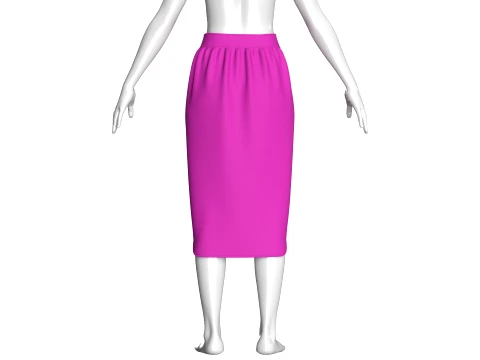 Girls Cargo Pocket Side-Striped Midi Skirt 3D Model