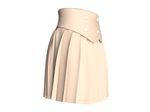 Girls Double-Breasted Skirt 3D Model