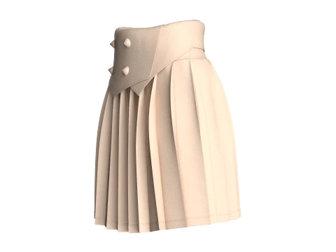Girls Double-Breasted Skirt 3D Model