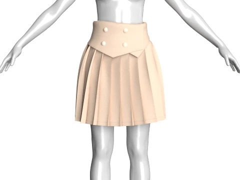 Girls Double-Breasted Skirt 3D Model