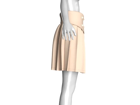 Girls Double-Breasted Skirt 3D Model