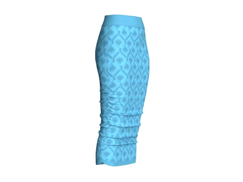 Girls High-Waisted Printed Maxi Long Skirt 3D Model
