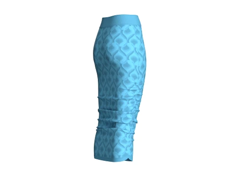 Girls High-Waisted Printed Maxi Long Skirt 3D Model