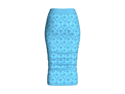 Girls High-Waisted Printed Maxi Long Skirt 3D Model