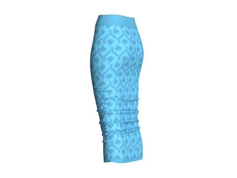 Girls High-Waisted Printed Maxi Long Skirt 3D Model