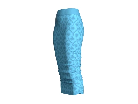 Girls High-Waisted Printed Maxi Long Skirt 3D Model