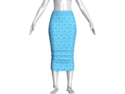 Girls High-Waisted Printed Maxi Long Skirt 3D Model