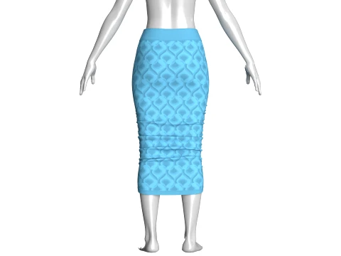Girls High-Waisted Printed Maxi Long Skirt 3D Model