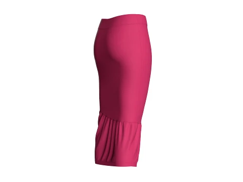 Girls Side-Buttoned Midi Skirt 3D Model
