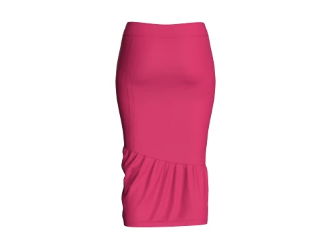 Girls Side-Buttoned Midi Skirt 3D Model