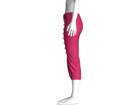 Girls Side-Buttoned Midi Skirt 3D Model