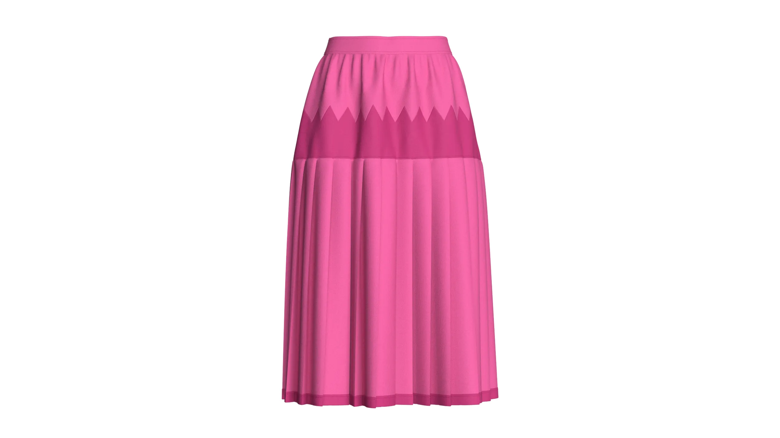 Girls Two-Tone Zigzag Paneled Midi Skirt 3D Model .c4d .max .obj .3ds .fbx .stl .blend 