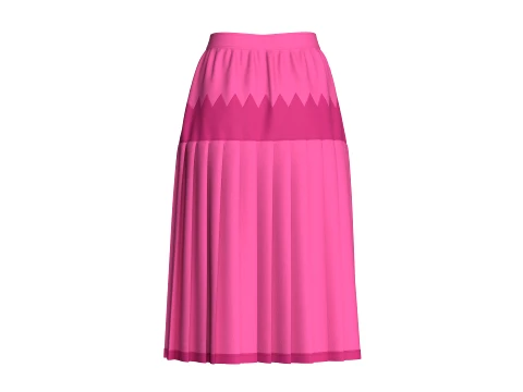Girls Two-Tone Zigzag Paneled Midi Skirt 3D Model