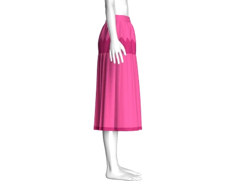 Girls Two-Tone Zigzag Paneled Midi Skirt 3D Model