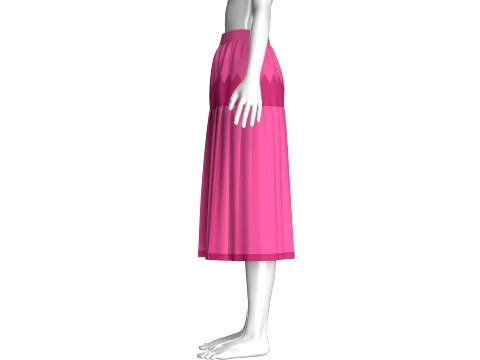 Girls Two-Tone Zigzag Paneled Midi Skirt 3D Model