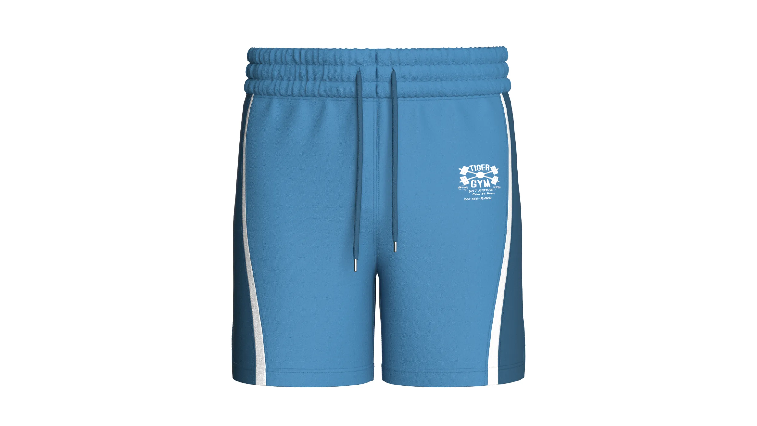 Men Elastic Waist Blue Shorts 3D Model .c4d .max .obj .3ds .fbx .stl .blend 
