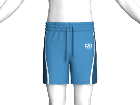 Men Elastic Waist Blue Shorts 3D Model