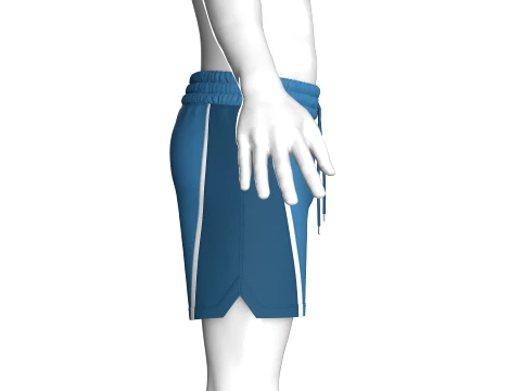 Men Elastic Waist Blue Shorts 3D Model