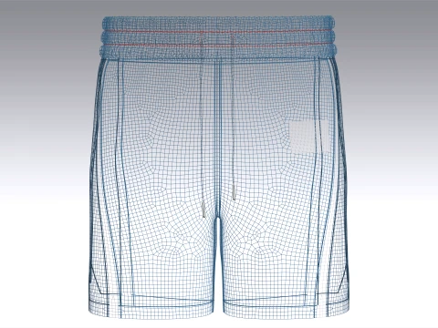 Men Elastic Waist Blue Shorts 3D Model