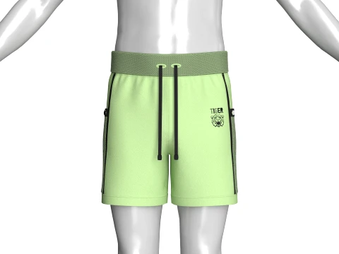 Men Green Shorts With Mesh Pocket 3D Model