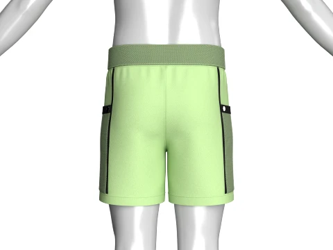 Men Green Shorts With Mesh Pocket 3D Model