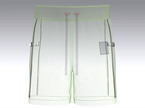 Men Green Shorts With Mesh Pocket 3D Model