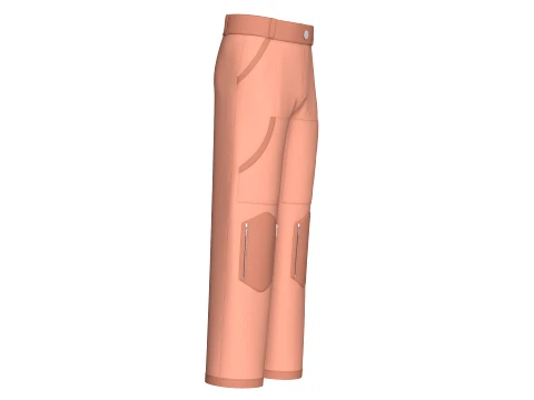 Men High Waisted Multi Pocket Pant 3D Model